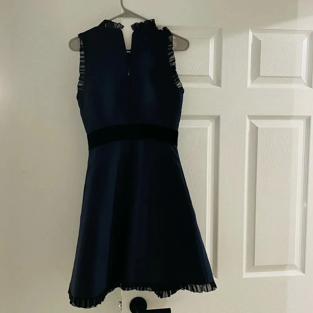 Kate spade velvet bow fit & flare navy dress